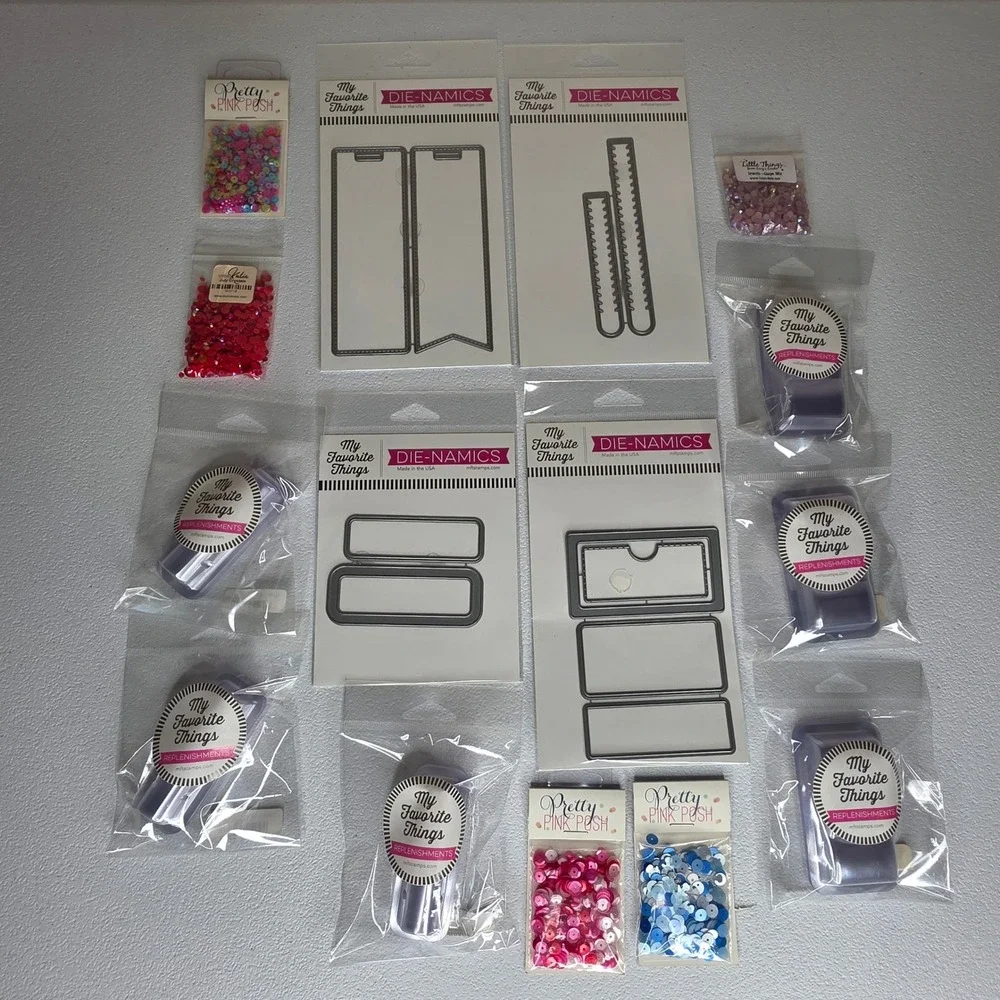 NEW My Favorite Things Die-namics Shaker Die & Pouch Bundle Sequins Mixed Colors